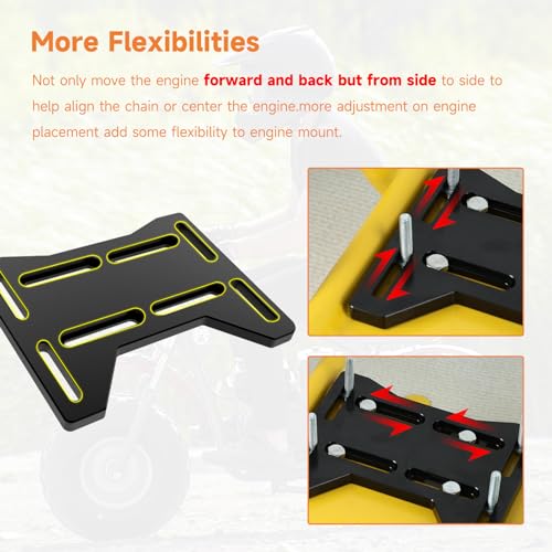 FVRITO Motor Engine Mounting Plate for Predator 212cc 196cc 224cc GX160 6.6HP OHV Small Clone Engine Mini Bike Coleman CT200U BT200X CC100X Baja Doodlebug DB30 Parts Aluminum Black - size: Black
