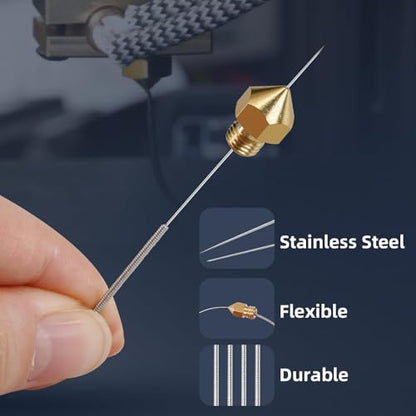 3D Printer Nozzle Cleaning Kit: 10Pcs 0.2mm Nozzle Cleaner, by 5APLUSREPRAP - size: 0.2mm