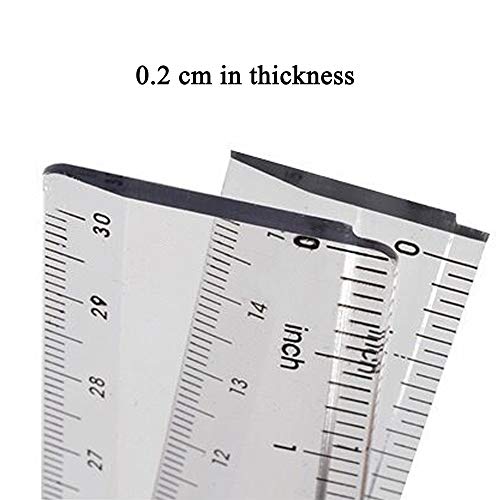 2Pcs Clear Ruler Plastic Rulers Straight Ruler for School 6 Inch 12 Inch - size: 2pcs Clear (6 Inch+12 Inch)