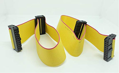 PC Accessories - Connectors Pro 20P 28cm 10 Inches Length 2-Pack Yellow Flat Ribbon Cable with 2.54mm FC 20 Pins 2x10 Female to Female Connector (20P-28cm-2PK) - size: 20P-28cm-2PK