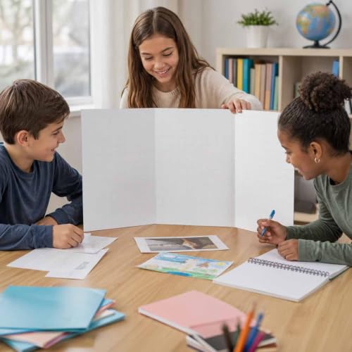 Tri-Fold Project Board 14 x 33 - color: White, size: 14" x 33", 1 Pack