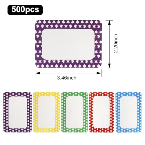 500 PCS Name Tags Stickers for Classroom Colored Nametags(2.2x3.4 Inch) Adhesive Colorful Star Blank Sticky Name Tag Labels Sticker Roll to Write on Tags for Labeling Storage Bins Clothes Gifts Boxs - color: 500 Pcs Star Name Tags