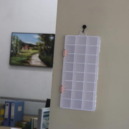 3 Pack 24 Grids Clear Plastic Storage Box with Dividers - size: 24 Grids