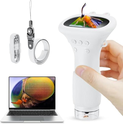 Handheld Microscope for Kids, 2" HD Screen Mini Portable Microscope Camera - color: White