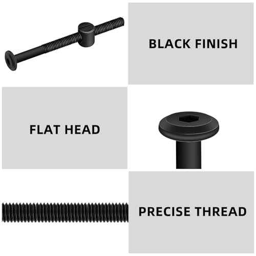 M6 x 50mm Black Flat Head Socket Head Screw Furniture Bolts and Barrel Nuts, with Allen Wrench Perfect for Furniture, 10 Sets - color: Black, size: M6 x 50mm