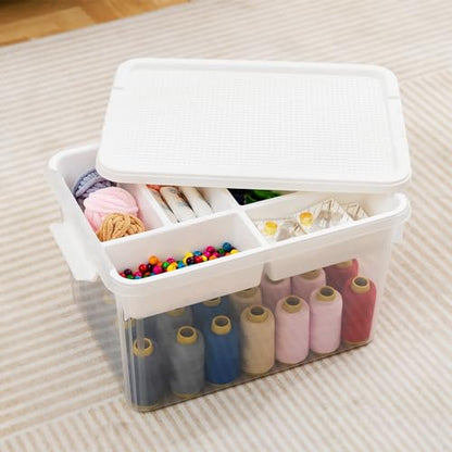 Citylife 32QT Plastic Craft Storage Box Buildable Lid Removable Tray - size: 1 Pack-32 QT