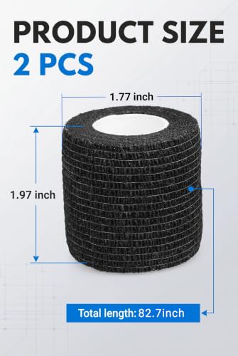 2 PCS Car Steering Wheel Wrap Tape, 6.89 FT Grip Bandage, Black