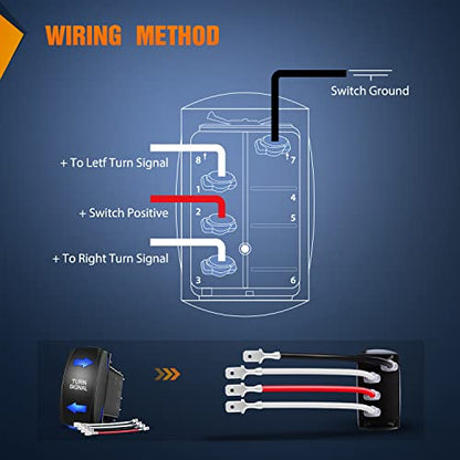 Nilight 4Pin Turn Signal Rocker Switch SPDT Toggle On-Off-On - size: TURN SIGNAL BLUE