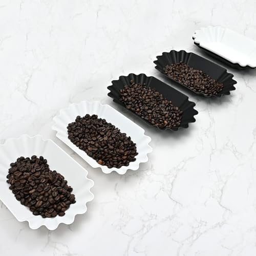 CAFEMASY Coffee Beans Cupping Sample Tray Reusable Plastic Plate for Scooping and Weighing, Display Sample Coffee Beans (5pcs-White) - color: 5pcs-white