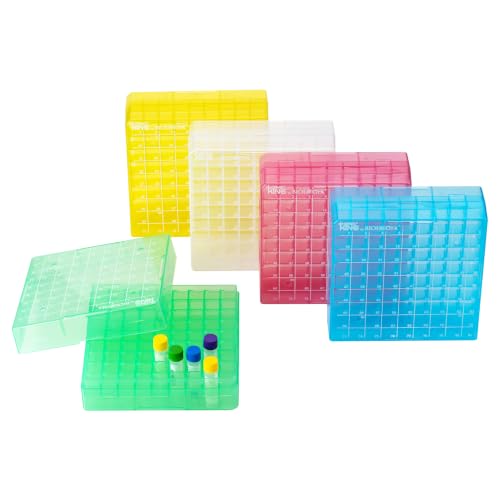 81-Well Cryo Boxes, 2 in, PP, Assorted Color, Pack of 5 - size: 2in,81-well