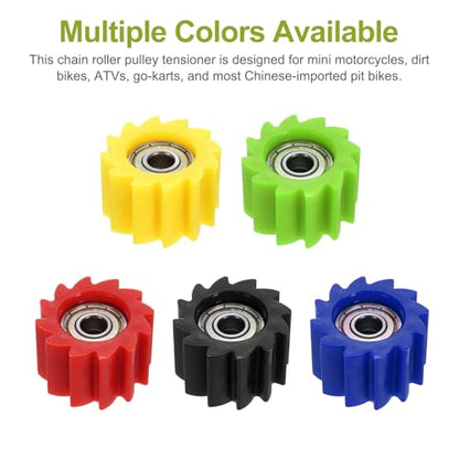 PATIKIL Serrated Shaped Roller Pulley Tensioner, 10mm Chain Roller, Yellow - color: Yellow