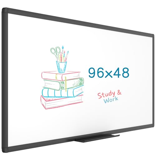 VIZ-PRO Magnetic Dry Erase Board, 96 x 48 Inches, Black Aluminium Frame - size: 96 x 48 inches