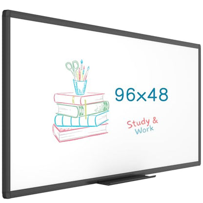VIZ-PRO Magnetic Dry Erase Board, 96 x 48 Inches, Black Aluminium Frame - size: 96 x 48 inches
