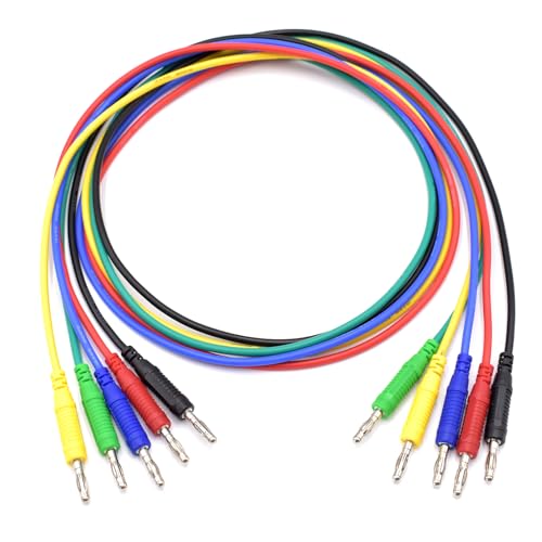 5 Colors 4mm Banana Plug Male to Male Test Leads 14AWG Heavy Duty Jumper Wires Silicone Soft Test Cable for Multimeter Electrical Testing 20A 3Ft - size: Male to Male, style: 5Pcs-Length of 3 Feet