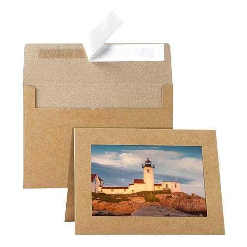 Silunkia 60 Packs Brown Photo Frame Cards and Envelopes for 4 x 6 Picture - color: Brown, size: 4x6