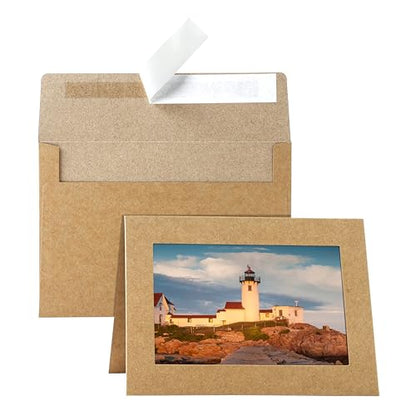 Silunkia 60 Packs Brown Photo Frame Cards and Envelopes for 4 x 6 Picture - color: Brown, size: 4x6