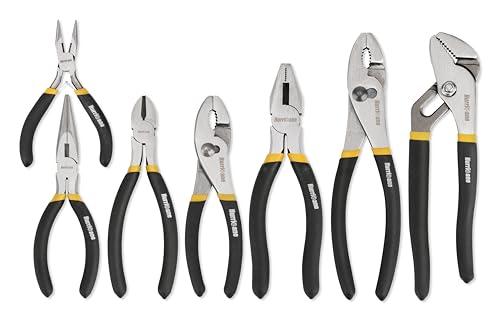 HURRICANE 7-Piece Pliers Set – 8" Water Pump, 8"/6" Slip Joint, 7" Linesman, 6" Diagonal, 6" & Mini Long Nose, Carbon Steel, Anti-Slip Double-Dipped Handle for Home, DIY, Automotive - size: 7 pcs
