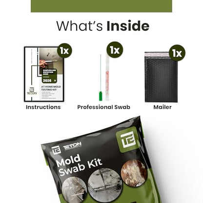 Mold Test Kit for Home – Lab Fees Included, Detects 20+ Mold Types, Swab & Air Sample Testing, Lab Analysis in 1 Business Day Once Lab Receives Sample (1 Pack)