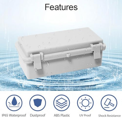 Junction Box ABS Plastic IP65 Waterproof Dustproof Universal Electrical Enclosure Hinged Shell Outdoor and Indoor Usage Project Box, 7.9"x 3.9"x 2.7"(200x100x70mm), Grey - size: 7.9" x 3.9"x 2.7" (1pc)
