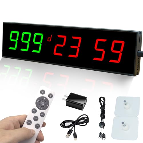 Digital Days Countdown Timer Clock,Retirement Countdown Calendar up to 999 Days,Count Timing Up Stopwatch,LED Wall Clock with Remote control for Wedding Birthday Event Sports Vacation Examination