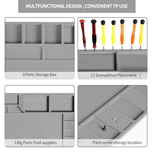 Kaisi Large Soldering Mat,Silicone Solder Mat,Magnetic Work Mats - color: Gray Soldering Mat