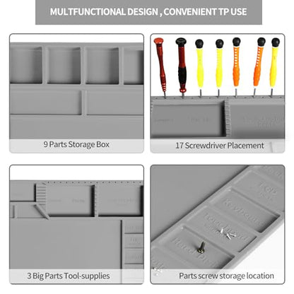 Kaisi Large Soldering Mat,Silicone Solder Mat,Magnetic Work Mats - color: Gray Soldering Mat