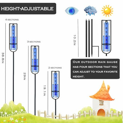 DLUCKY Rain Gauge Outdoor, Three Adjustable Proof Metal Rod 19-38.8'' - color: 1Pcs