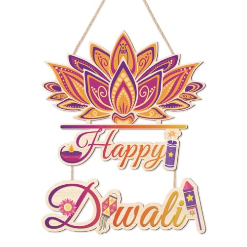 HLNIUC Rustic Indian Happy Diwali Festival of Light Party Wooden Sign - color: Diwali 1