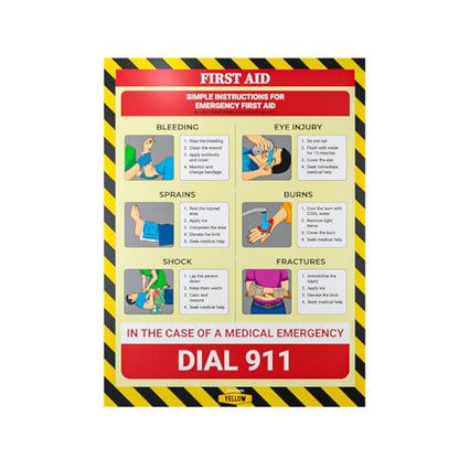 Workplace Safety Poster - Non-Lamintated, 12 x 16" (First Aid) - color: First Aid