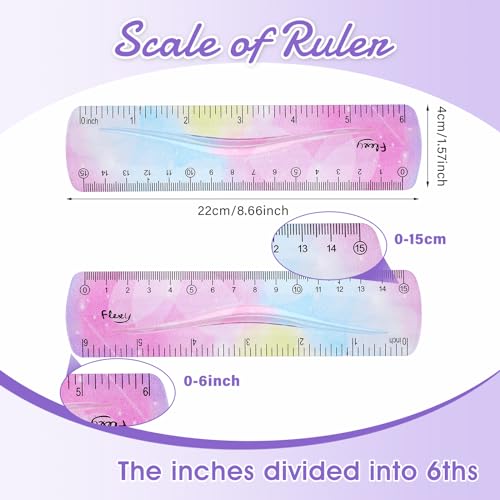 Grevosea 2-Piece Flexible Ruler, 15cm/6inch Plastic Shatterproof Straight Edge Soft Bendable Ruler for School, Classroom, Office, Kids & Adults - size: 6inch