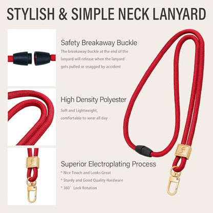 Fishent Lanyard, Cute Neck Lanyards for Keys ID Badges Holder, Keychain Key Teacher Lanyard with Safety Breakaway Buckle for Women Men, Red - color: Red