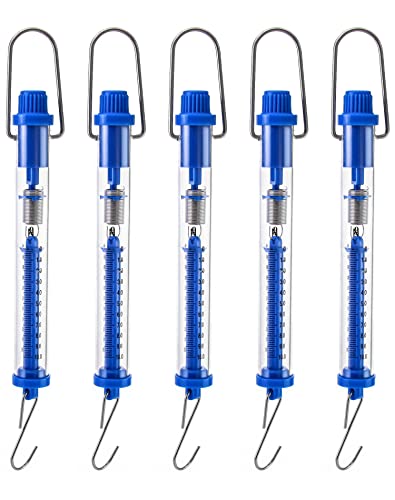 QWORK Plastic Tubular Spring Scale - 5 Pack 1000g/10N Capacity, Grams & Newton Calibration, Zeroing Capability, Clear Plastic Body Spring Balance Hanging Tube