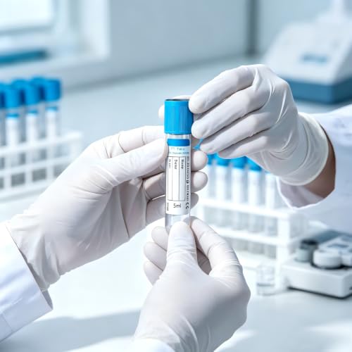 100 Pcs 3ml Plain Plastic Sample Tubes with Blue Cap for Lab Use - color: blue-3ml-100