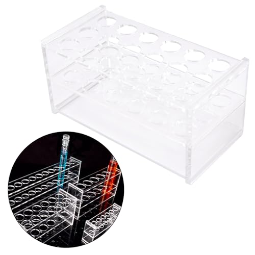 RUIAN Test Tube Holder Acrylic Lab Stand Rack 18-Well 17mm Diameter for 10ml Centrifuge Tubes, Durable Space-Saving Desktop Organizer for Laboratory, School & Science Classroom