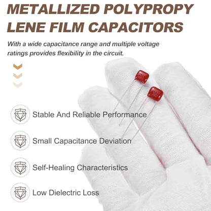 MECCANIXITY Capacitors Kit CBB21/CBB22 100V 103J 0.01UF Red 20 PCS - style: 100V 103J 0.01UF