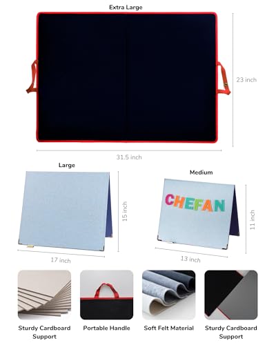 CHEFAN Foldable Felt Board for Kids, 22 x 13 in, Freestanding - size: Blue Medium