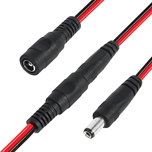 Alligator Clip Jumper Probe to DC 5.5x2.1mm Male and Female Test Wre 18AWG Adapter Red and Black Wire Alligator Clip Test Wire 50 cm for Testing The Circuit (DC Male +DC Female)