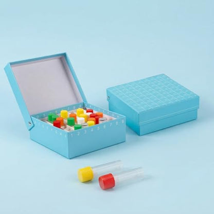 18Pcs Blue 81 Well Cardboard Freezer Box for Lab Storage Waterproof Coating - color: Blue