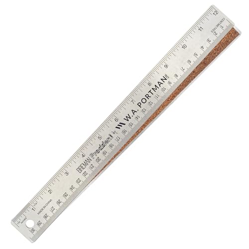 WA Portman Metal Ruler 12'', Metric Edge Corkback Stainless Steel Ruler - size: 12" Single