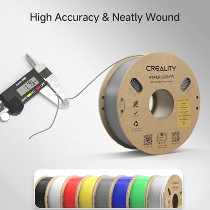 CREALITY Hyper PETG Filament 1.75mm 3D Printer Filament, Up to 600mm/s High Speed Rapid PETG, 1kg (2.2lb) Neatly Wound Cardboard Spool, Dimensional Accuracy ±0.03mm, Fit for Most 3D Printers, Grey - color: 1kg Hyper Grey Petg With Spool, size: 1.75 mm