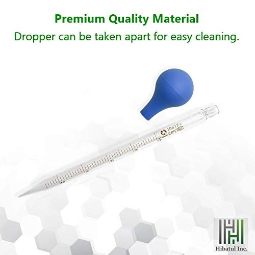 4 Pack 5ml 10ml Glass Graduated Dropper Pipettes Lab Dropper Liquid Essential Oil Transfer with Blue Rubber Cap and Scale