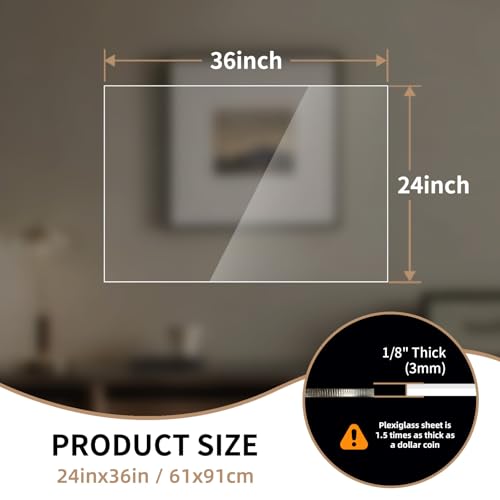 2 Pack 24" x 36" Plexiglass Sheets 1/8 inch Thick (3mm) - size: 24" x 36", 3mm Thick