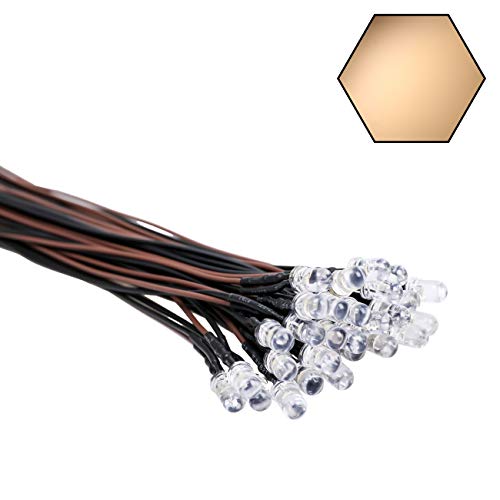 30pcs 12 Volt 5mm Warm White LED Lights Emitting Diodes Pre Wired 7.9 inch DC 12v LED Light Clear Lens Small LED Lamps - color: [04] Warm White / 30 Pcs, style: 5mm Solid Light