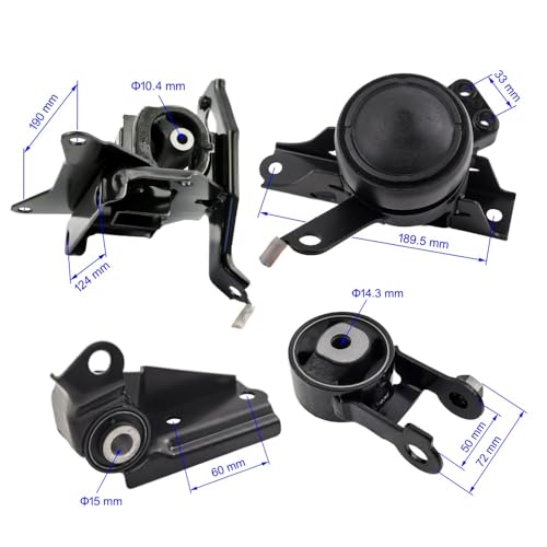 4PCS Engine Motor & Trans Mount Set Compatible with 2006-2011,2015-2016 Toyota Yaris 1.5L with Automatic Transmission Mount Replacement Replace# A4254, A62087, A62044, A62068, A4237 - size: Yaris 2006-11/2015-17 1.5L,Yaris R 16-17 1.5L
