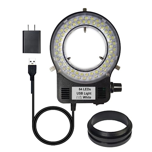 144 64 LED Ring Light Illuminator for Stereo Microscope, Adjustable Ring Light Lamp Industry Monocular Binocular Trinocular Soldering Stereo Repairing Microscope Video Camera (64 LED Detachable Plug) - color: 64 Detachable Plug