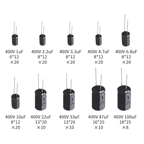 400V Electrolytic Capacitor 1uF to 100uF Aluminum Capacitors kit 10Values