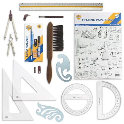 ALVIN Academy Drafting, Drawing and Design Essentials Kit | 13 Pieces | Class Tools for Geometry, Architecture and Engineering Students | - Model DDKE2 - style: Essentials Kit