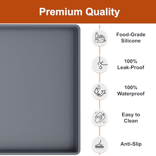 34" x 22" Extra Thick Silicone Mat Waterproof with Raised Edge, - color: Gray, size: 34"L x 22"W