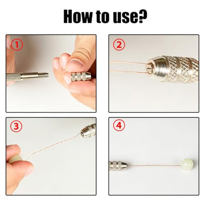 4 Pack Double Ended Pin Vise, Alloy Wire Twisting Tool Hand Drill, 1.38 Inch Copper Chuck for Jewelry DIY