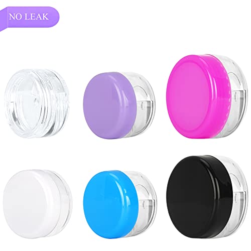 25PCS 5 Gram Sample Containers, 5ml Empty Jars with Lids, Small Cosmetic Containers, Mini Sample Jars with 2PCS Mini Spatulas for Make Up, Oils, Lotion, Powder, Paint, Jewelry, Lip Balms(Purple Lid) - color: Purple, size: 25 Count